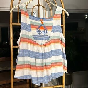 Free People, Embroidered Swing Tank -Super Cute!( NWT) 🔥FREE SHIP🔥 Size Small